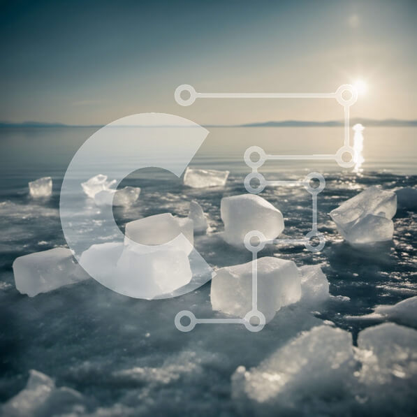 Intra Συλλεκτικό Ξύλινο Παζλ Plywood  4mm - Ομάδα παγοκύβων που επιπλέουν στο νερό μια ηλιόλουστη μέρα Σε Ξύλινο Κουτί - Διαστάσεις: 10x10 cm – 25 κομμάτια