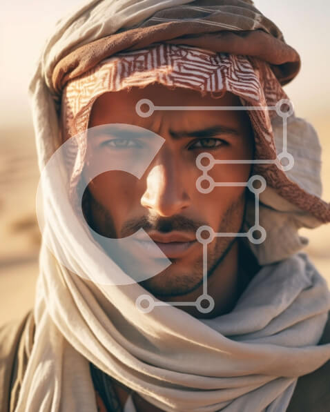 Intra Συλλεκτικό Ξύλινο Παζλ Plywood  4mm - Εκπληκτική φωτογραφία του Άραβα με παραδοσιακή ενδυμασία στην έρημο Σε Ξύλινο Κουτί - Διαστάσεις Puzzle: 10x10 cm – 25 κομμάτια