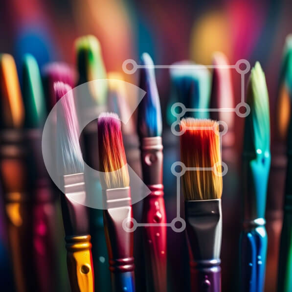 Intra Συλλεκτικό Ξύλινο Παζλ Plywood  4mm - Ζωντανά πινέλα με διαφορετικά χρώματα σε σκούρο φόντο Σε Ξύλινο Κουτί - Διαστάσεις Puzzle: 10x10 cm – 25 κομμάτια