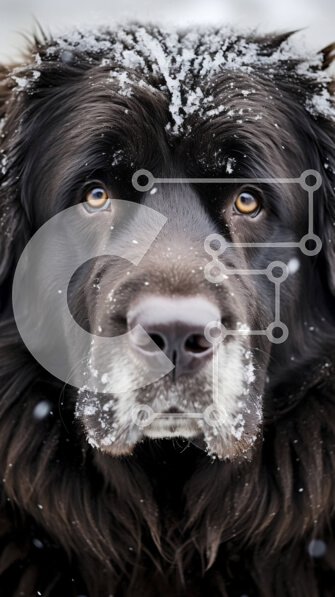 Σετ των 2 Intra Συλλεκτικό Ξύλινο Παζλ Plywood  4mm - Αξιολάτρευτο μαύρο σκυλί καλυμμένο με χιόνι Σε Ξύλινο Κουτί - Διαστάσεις: 10x10 cm – 25 κομμάτια