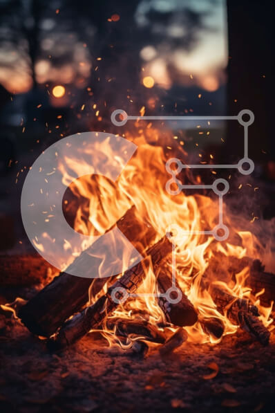 Σετ των 2 Intra Συλλεκτικό Ξύλινο Παζλ Plywood  4mm - Φωτιά με φλόγες και καπνό που ανεβαίνει Σε Ξύλινο Κουτί - Διαστάσεις: 10x10 cm – 25 κομμάτια