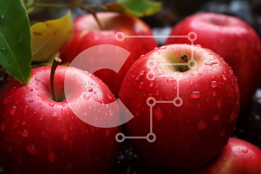 Σετ των 2 Intra Συλλεκτικό Ξύλινο Παζλ Plywood  4mm - Ομάδα κόκκινων μήλων με σταγονίδια νερού Σε Ξύλινο Κουτί - Διαστάσεις: 10x10 cm – 25 κομμάτια