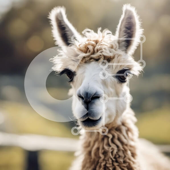 Intra Συλλεκτικό Ξύλινο Παζλ Plywood  4mm - Κοντινή όψη του προσώπου της Llama με αφράτο παλτό και σγουρές βλεφαρίδες Σε Ξύλινο Κουτί - Διαστάσεις: 10x10 cm – 25 κομμάτια