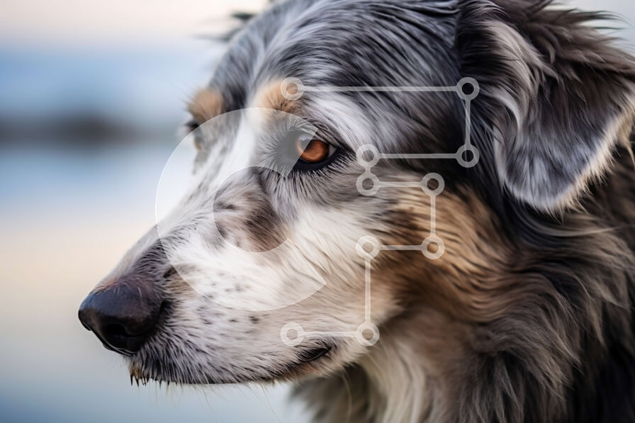 Σετ των 2 Intra Συλλεκτικό Ξύλινο Παζλ Plywood  4mm - Κοντινό πλάνο του προσώπου ενός δασύτριχου σκύλου Σε Ξύλινο Κουτί - Διαστάσεις: 10x10 cm – 25 κομμάτια