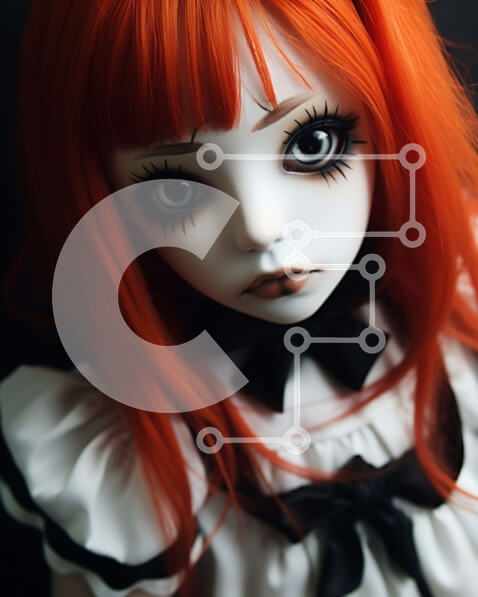 Intra Συλλεκτικό Ξύλινο Παζλ Plywood  4mm - Κούκλα με πορτοκαλί μαλλιά με φιόγκο Σε Ξύλινο Κουτί - Διαστάσεις Puzzle: 10x10 cm – 25 κομμάτια