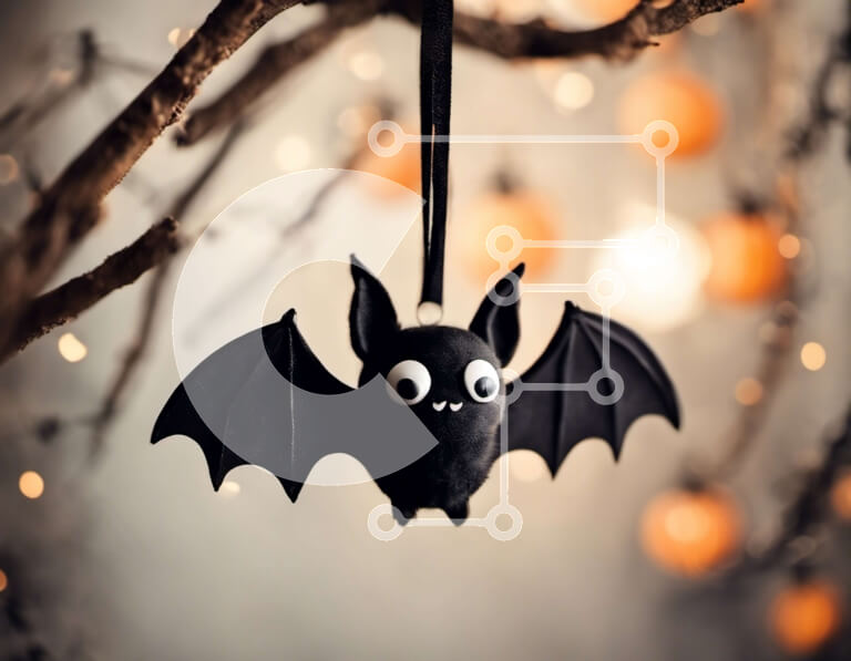 Intra Συλλεκτικό Ξύλινο Παζλ Plywood  4mm - Χαμογελαστή νυχτερίδα που κρέμεται από κλαδί δέντρου στο αμυδρά φωτισμένο δάσος Σε Ξύλινο Κουτί - Διαστάσεις: 10x10 cm – 25 κομμάτια