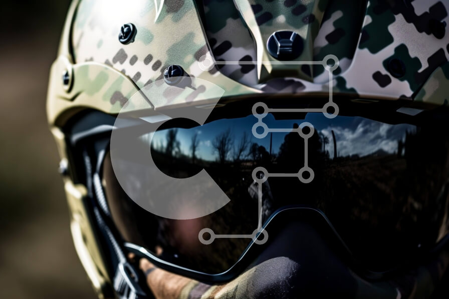 Intra Συλλεκτικό Ξύλινο Παζλ Plywood  4mm - Καμουφλαρισμένο κράνος και γυαλιά Σε Ξύλινο Κουτί - Διαστάσεις Puzzle: 10x10 cm – 25 κομμάτια