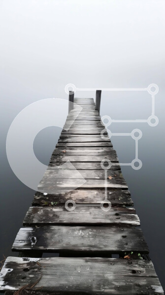 Σετ των 2 Intra Συλλεκτικό Ξύλινο Παζλ Plywood  4mm - Ξύλινη προβλήτα που εκτείνεται σε ομιχλώδες νερό Σε Ξύλινο Κουτί - Διαστάσεις: 10x10 cm – 25 κομμάτια