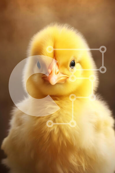 Σετ των 2 Intra Συλλεκτικό Ξύλινο Παζλ Plywood  4mm - Μικρό κίτρινο κοτόπουλο που κοιτάζει επίμονα την κάμερα Σε Ξύλινο Κουτί - Διαστάσεις: 10x10 cm – 25 κομμάτια