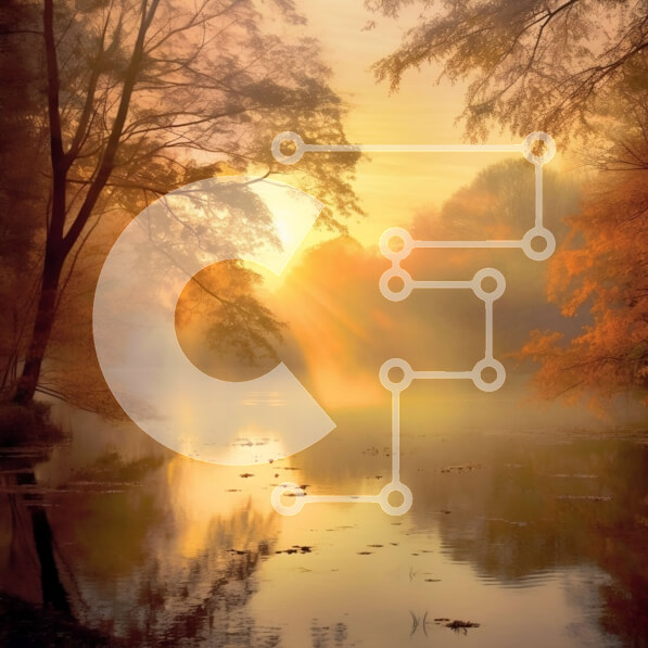 Intra Συλλεκτικό Ξύλινο Παζλ Plywood  4mm - Όμορφο ηλιοβασίλεμα πάνω από τη λίμνη Misty με δέντρα στις όχθες Σε Ξύλινο Κουτί - Διαστάσεις Puzzle: 10x10 cm – 25 κομμάτια