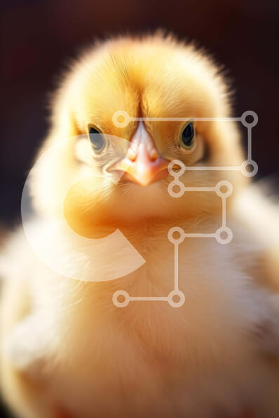 Σετ των 2 Intra Συλλεκτικό Ξύλινο Παζλ Plywood  4mm - Μικρό κίτρινο κοτόπουλο που κοιτάζει επίμονα την κάμερα Σε Ξύλινο Κουτί - Διαστάσεις: 10x10 cm – 25 κομμάτια