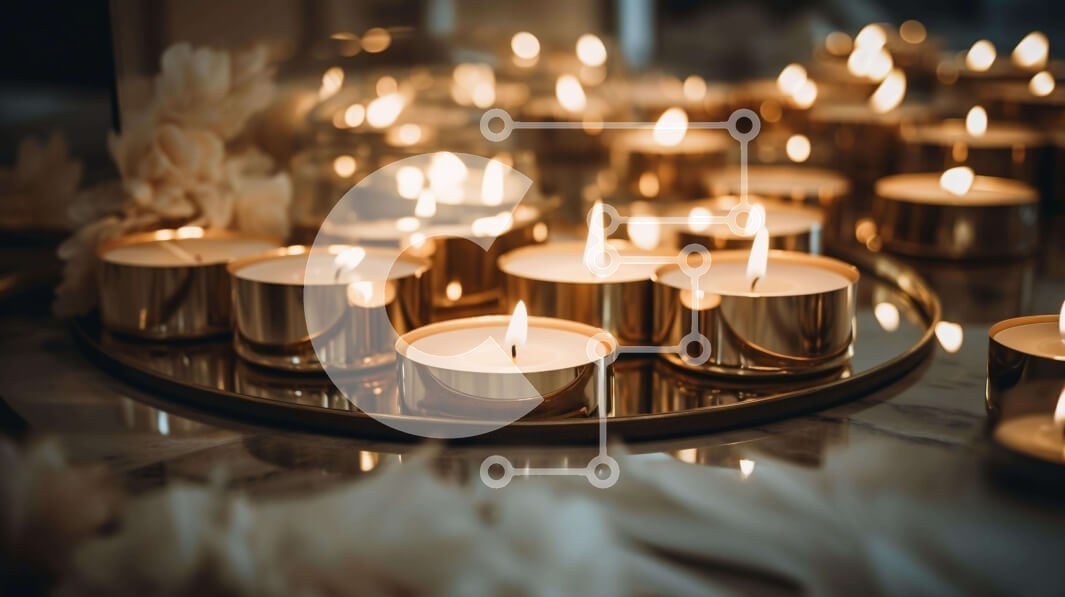 Intra Συλλεκτικό Ξύλινο Παζλ Plywood  4mm - Κεριά σε χρυσό χρώμα σε δίσκο με φτερά Σε Ξύλινο Κουτί - Διαστάσεις Puzzle: 10x10 cm – 25 κομμάτια