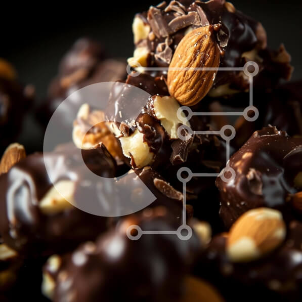 Σετ των 2 Intra Συλλεκτικό Ξύλινο Παζλ Plywood  4mm - Κοντινό πλάνο με σοκολατένια αμύγδαλα και ξηρούς καρπούς Σε Ξύλινο Κουτί - Διαστάσεις: 10x10 cm – 25 κομμάτια