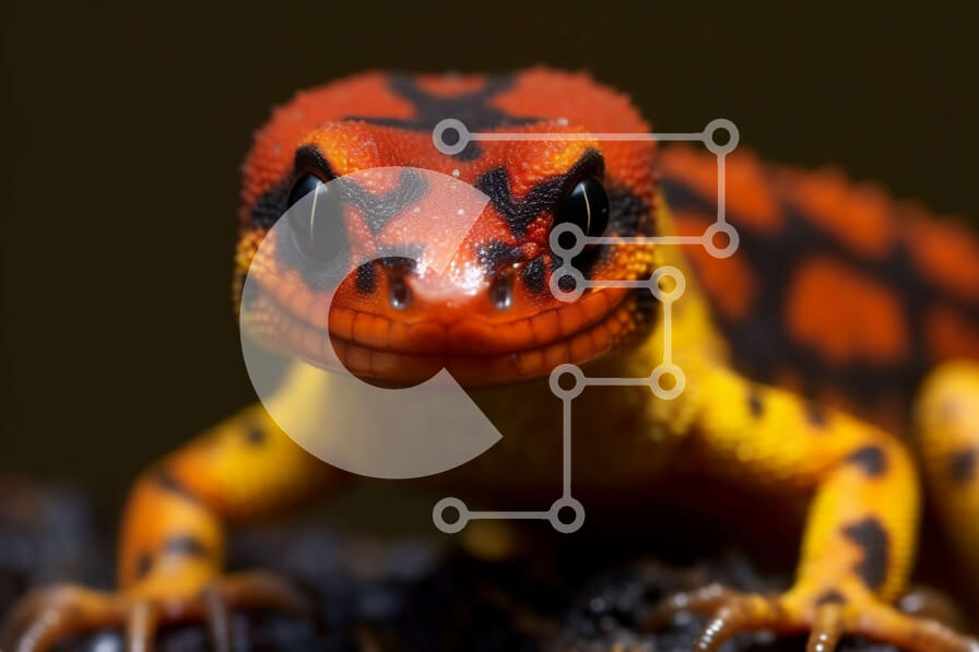 Σετ των 2 Intra Συλλεκτικό Ξύλινο Παζλ Plywood  4mm - Εκπληκτική κινηματογράφηση σε πρώτο πλάνο μιας κόκκινης και μαύρης σαύρας με κίτρινα μάτια Σε Ξύλινο Κουτί - Διαστάσεις: 10x10 cm – 25 κομμάτια