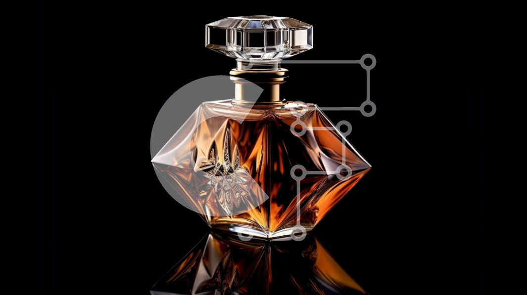 Intra Συλλεκτικό Ξύλινο Παζλ Plywood  4mm - Κομψό μπουκάλι αρώματος σε κομψό μαύρο φόντο Σε Ξύλινο Κουτί - Διαστάσεις Puzzle: 10x10 cm – 25 κομμάτια