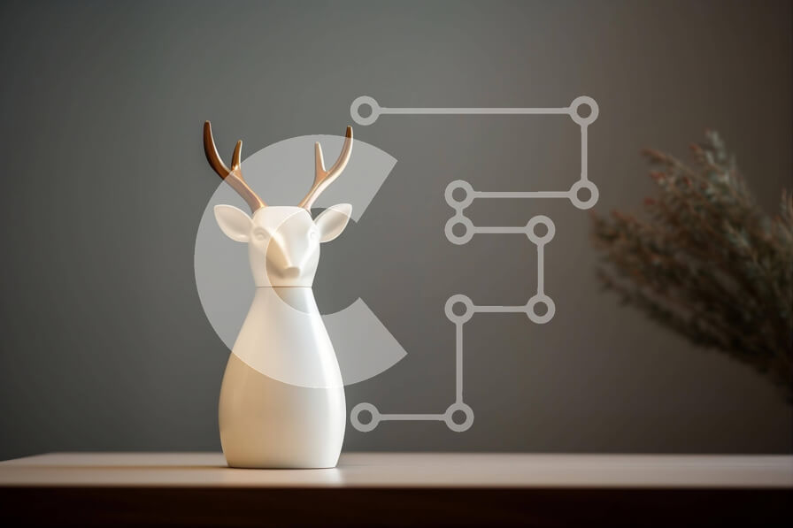 Intra Συλλεκτικό Ξύλινο Παζλ Plywood  4mm - Βάζο με κεφάλι λευκό ελάφι σε φόντο πίνακα Σε Ξύλινο Κουτί - Διαστάσεις: 10x10 cm – 25 κομμάτια