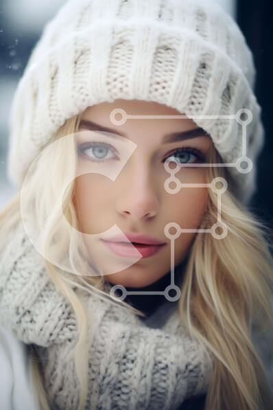 Intra Συλλεκτικό Ξύλινο Παζλ Plywood  4mm - Ξανθιά γυναίκα με πορτοκαλί καπέλο και κασκόλ Σε Ξύλινο Κουτί - Διαστάσεις Puzzle: 10x10 cm – 25 κομμάτια