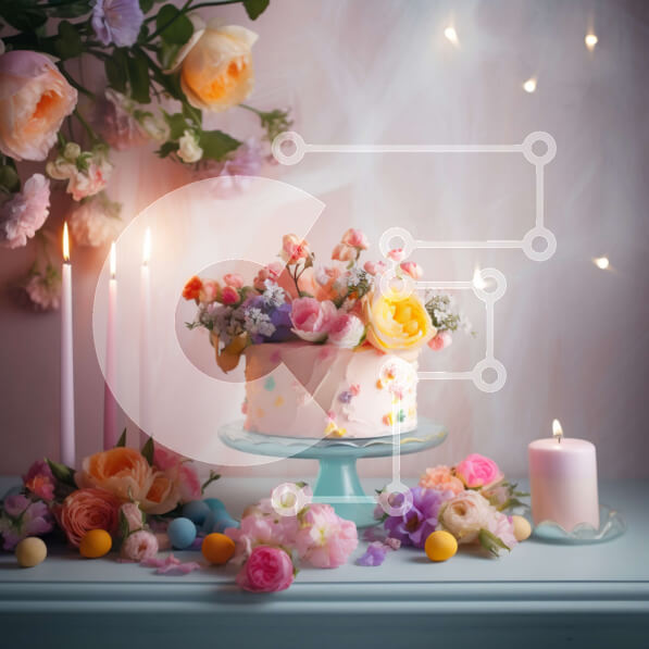 Σετ των 2 Intra Συλλεκτικό Ξύλινο Παζλ Plywood  4mm - Όμορφη εικόνα της τούρτας γενεθλίων με πολύχρωμα λουλούδια και κεριά Σε Ξύλινο Κουτί - Διαστάσεις: 10x10 cm – 25 κομμάτια