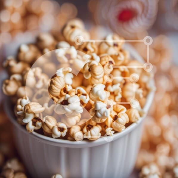 Σετ των 2 Intra Συλλεκτικό Ξύλινο Παζλ Plywood  4mm - Κοντινό πλάνο με πυρήνες ποπ κορν σε λευκό μπολ Σε Ξύλινο Κουτί - Διαστάσεις: 10x10 cm – 25 κομμάτια