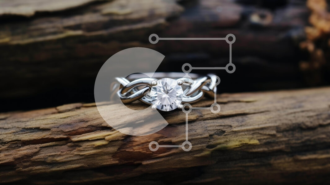 Intra Συλλεκτικό Ξύλινο Παζλ Plywood  4mm - Περίπλοκο ασημένιο δαχτυλίδι αρραβώνων σε ξύλο Σε Ξύλινο Κουτί - Διαστάσεις Puzzle: 10x10 cm – 25 κομμάτια