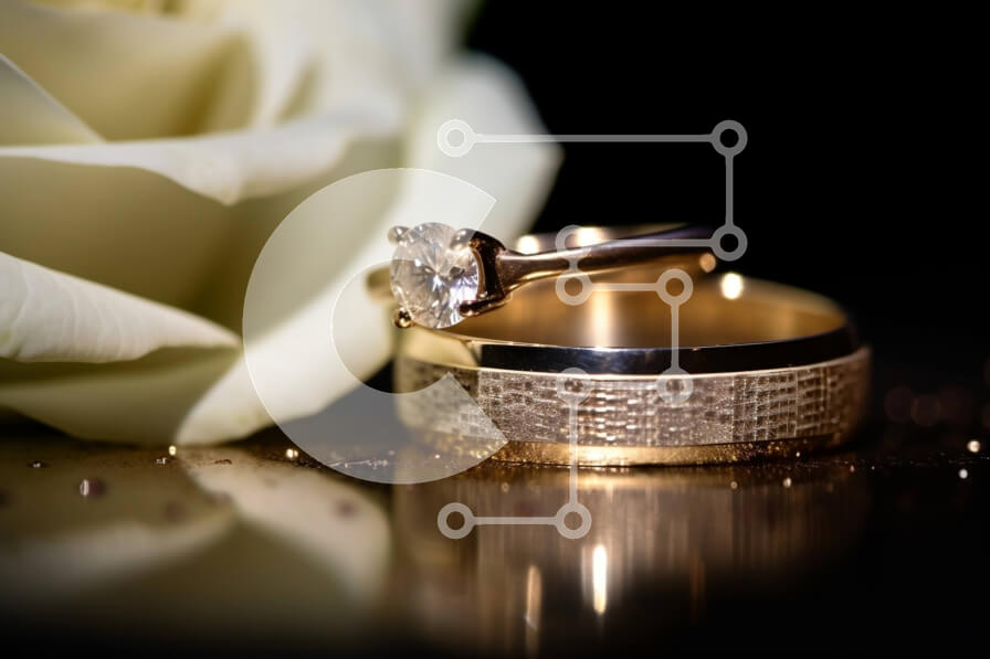 Intra Συλλεκτικό Ξύλινο Παζλ Plywood  4mm - Όμορφη εικόνα με χρυσές βέρες σε μαύρο φόντο Σε Ξύλινο Κουτί - Διαστάσεις Puzzle: 10x10 cm – 25 κομμάτια