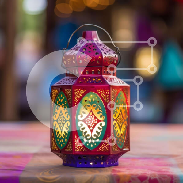 Intra Συλλεκτικό Ξύλινο Παζλ Plywood  4mm - Πολύχρωμο φανάρι σε διακοσμημένο τραπεζομάντιλο Σε Ξύλινο Κουτί - Διαστάσεις: 10x10 cm – 25 κομμάτια