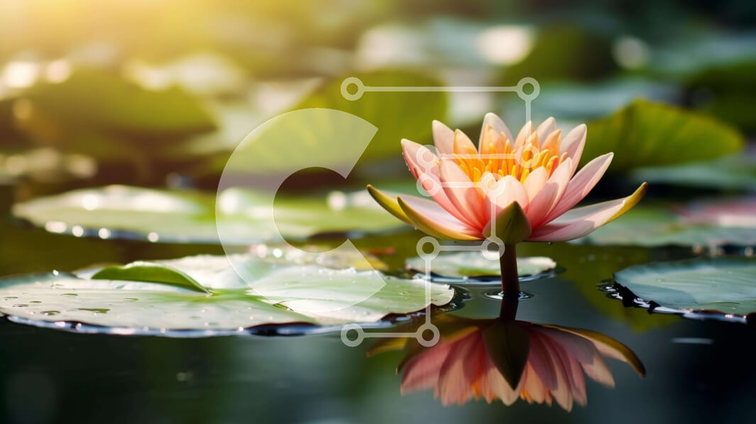 Intra Συλλεκτικό Ξύλινο Παζλ Plywood  4mm - Μονό ροζ νούφαρο σε φυσικό βιότοπο Σε Ξύλινο Κουτί - Διαστάσεις: 10x10 cm – 25 κομμάτια