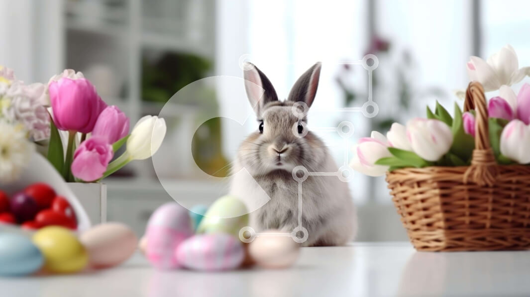 Intra Συλλεκτικό Ξύλινο Παζλ Plywood  4mm - Κουνέλι με τουλίπες και Πασχαλινά αυγά Σε Ξύλινο Κουτί - Διαστάσεις: 10x10 cm – 25 κομμάτια