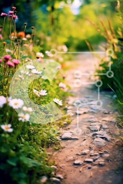 Σετ των 2 Intra Συλλεκτικό Ξύλινο Παζλ Plywood  4mm - Όμορφη εικόνα ενός δασικού μονοπατιού με αγριολούλουδα Σε Ξύλινο Κουτί - Διαστάσεις: 10x10 cm – 25 κομμάτια