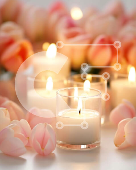 Intra Συλλεκτικό Ξύλινο Παζλ Plywood  4mm - Σετ κεριά και ροζ τουλίπες Σε Ξύλινο Κουτί - Διαστάσεις: 10x10 cm – 25 κομμάτια