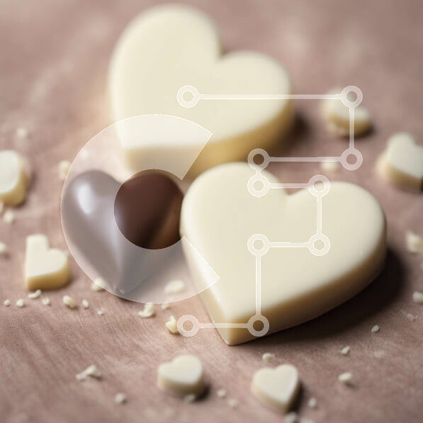 Σετ των 2 Intra Συλλεκτικό Ξύλινο Παζλ Plywood  4mm - Σοκολάτες σε σχήμα καρδιάς στο τραπέζι Σε Ξύλινο Κουτί - Διαστάσεις: 10x10 cm – 25 κομμάτια