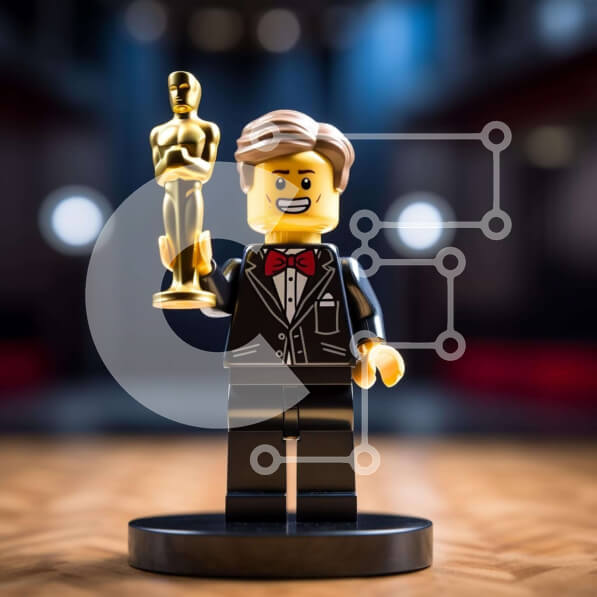 Intra Συλλεκτικό Ξύλινο Παζλ Plywood  4mm - Φιγούρα Lego με αγαλματίδιο Oscar Σε Ξύλινο Κουτί - Διαστάσεις: 10x10 cm – 25 κομμάτια