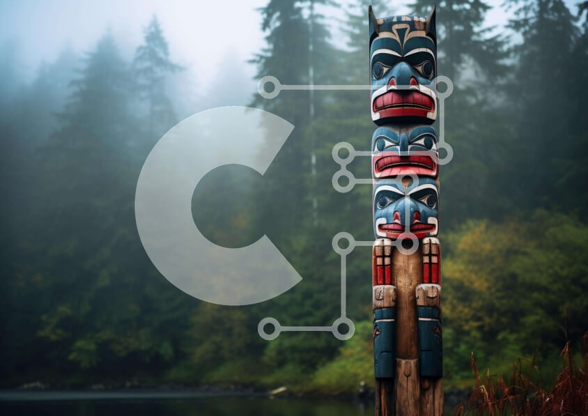 Intra Συλλεκτικό Ξύλινο Παζλ Plywood  4mm - Πόλος τοτέμ σε ένα δάσος Σε Ξύλινο Κουτί - Διαστάσεις Puzzle: 10x10 cm – 25 κομμάτια