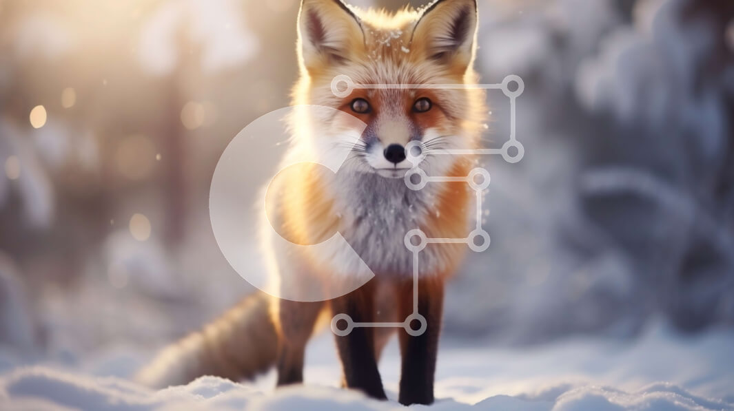 Intra Συλλεκτικό Ξύλινο Παζλ Plywood  4mm - Όμορφη εικόνα μιας κόκκινης αλεπούς στο χιόνι Σε Ξύλινο Κουτί - Διαστάσεις: 10x10 cm – 25 κομμάτια