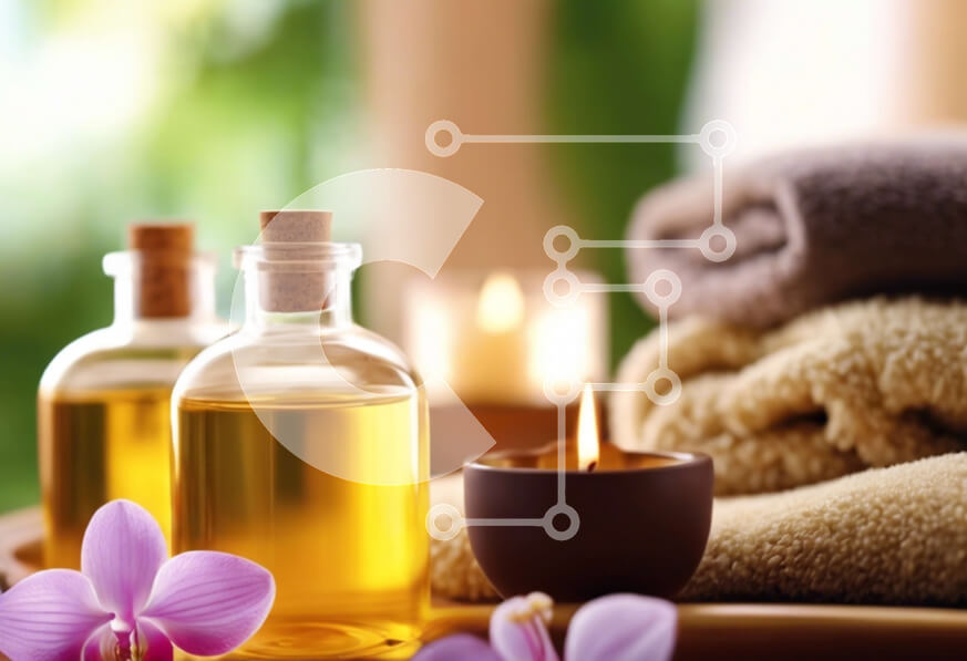 Intra Συλλεκτικό Ξύλινο Παζλ Plywood  4mm - Τραπέζι σπα με αιθέρια έλαια, κεριά και λουλούδι ορχιδέας Σε Ξύλινο Κουτί - Διαστάσεις Puzzle: 10x10 cm – 25 κομμάτια