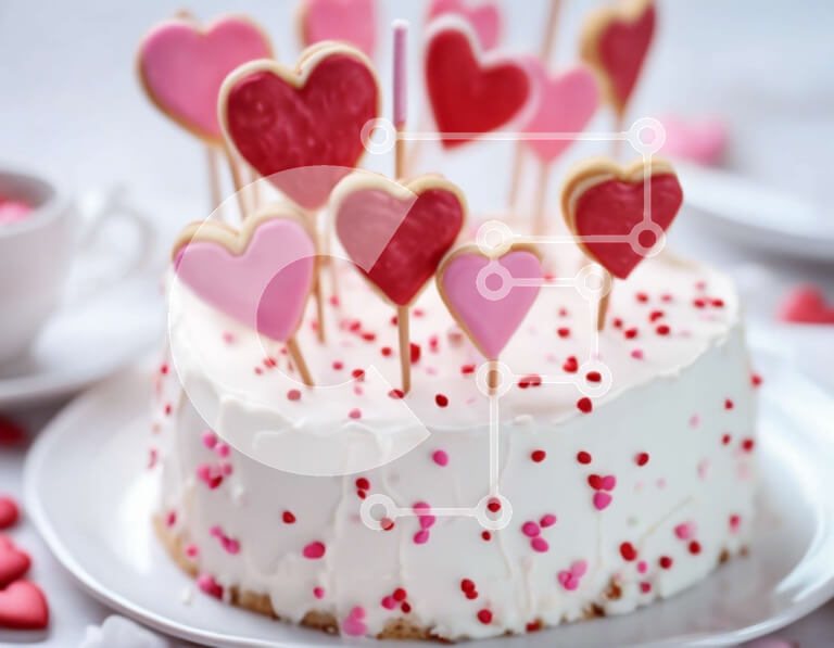 Σετ των 2 Intra Συλλεκτικό Ξύλινο Παζλ Plywood  4mm - Τούρτα του Αγίου Βαλεντίνου με μπισκότα σε σχήμα καρδιάς Σε Ξύλινο Κουτί - Διαστάσεις: 10x10 cm – 25 κομμάτια