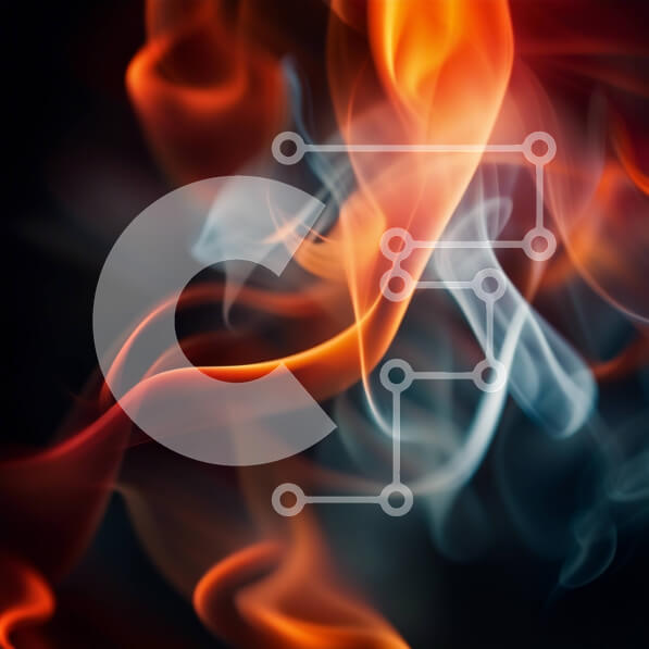 Intra Συλλεκτικό Ξύλινο Παζλ Plywood  4mm - Σαγηνευτική εικόνα μιας αναμμένης φωτιάς με ζωηρές πορτοκαλί και μπλε φλόγες Σε Ξύλινο Κουτί - Διαστάσεις: 10x10 cm – 25 κομμάτια