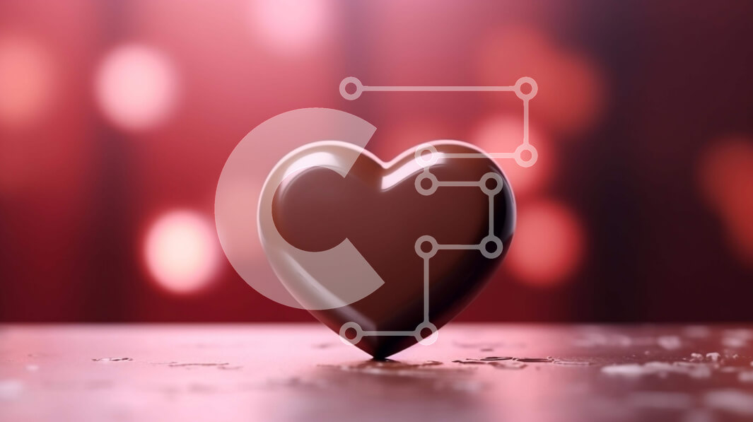 Σετ των 2 Intra Συλλεκτικό Ξύλινο Παζλ Plywood  4mm - Μπάρα σοκολάτας σε σχήμα καρδιάς σε κόκκινα φώτα Bokeh Σε Ξύλινο Κουτί - Διαστάσεις: 10x10 cm – 25 κομμάτια