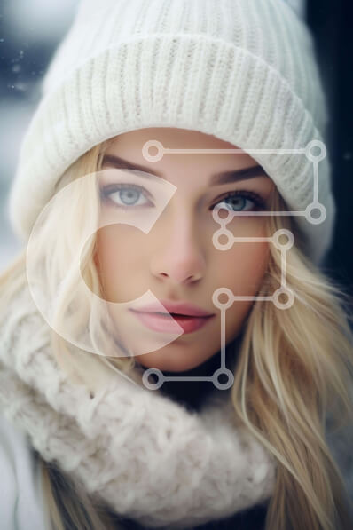 Intra Συλλεκτικό Ξύλινο Παζλ Plywood  4mm - Όμορφη ξανθιά γυναίκα με λευκή κουκούλα και κασκόλ Σε Ξύλινο Κουτί - Διαστάσεις Puzzle: 10x10 cm – 25 κομμάτια