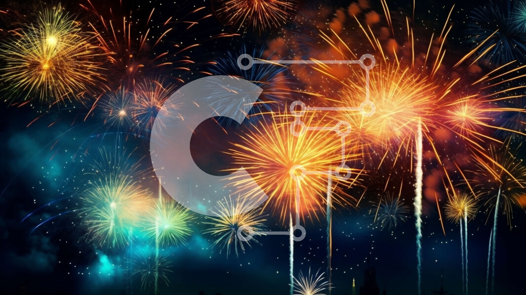 Intra Συλλεκτικό Ξύλινο Παζλ Plywood  4mm - Ζωντανή επίδειξη πυροτεχνημάτων τη νύχτα με κτίρια στο παρασκήνιο Σε Ξύλινο Κουτί - Διαστάσεις Puzzle: 10x10 cm – 25 κομμάτια