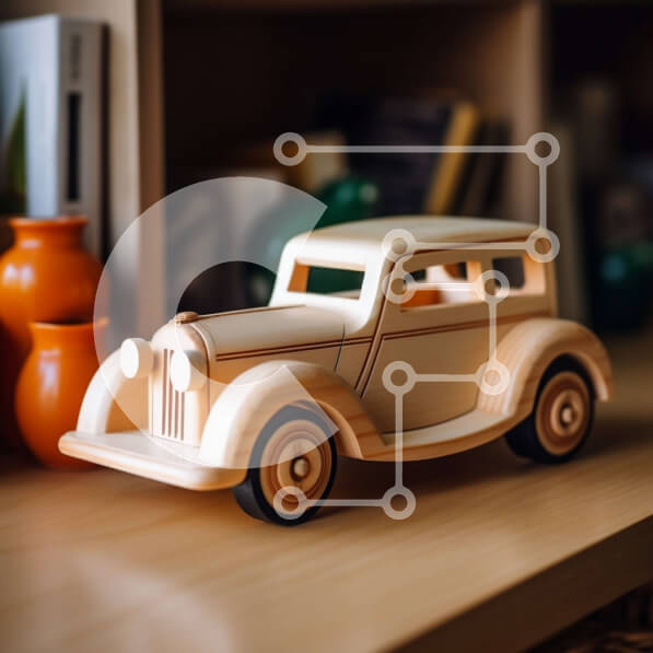 Intra Συλλεκτικό Ξύλινο Παζλ Plywood  4mm - Ξύλινο αυτοκίνητο παιχνιδιών στο ράφι μπροστά από το παράθυρο Σε Ξύλινο Κουτί - Διαστάσεις: 10x10 cm – 25 κομμάτια