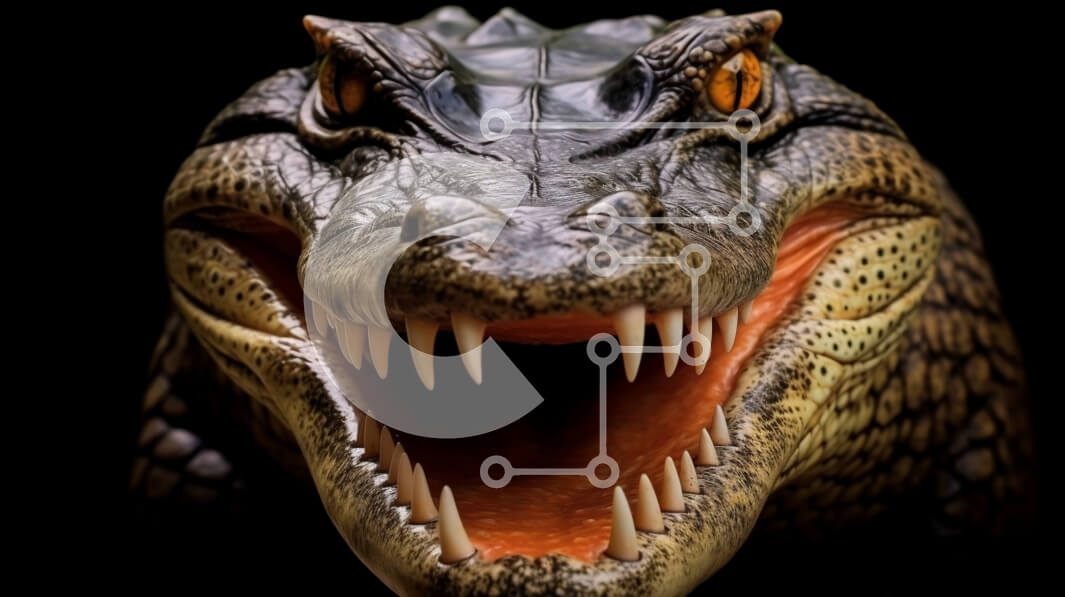 Σετ των 2 Intra Συλλεκτικό Ξύλινο Παζλ Plywood  4mm - Κοντινή εικόνα του κεφαλιού ενός κροκόδειλου με ανοιχτό στόμα και αιχμηρά δόντια Σε Ξύλινο Κουτί - Διαστάσεις: 10x10 cm – 25 κομμάτια