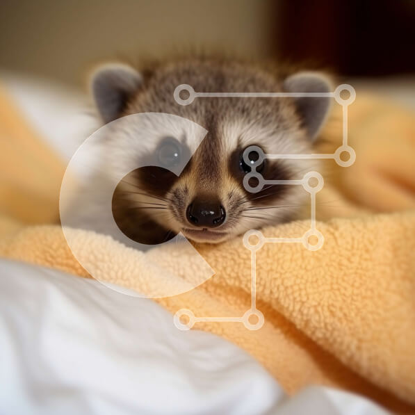 Intra Συλλεκτικό Ξύλινο Παζλ Plywood  4mm - Χαριτωμένη εικόνα ενός μωρού ρακούν που κρύβεται κάτω από μια κίτρινη κουβέρτα Σε Ξύλινο Κουτί - Διαστάσεις: 10x10 cm – 25 κομμάτια