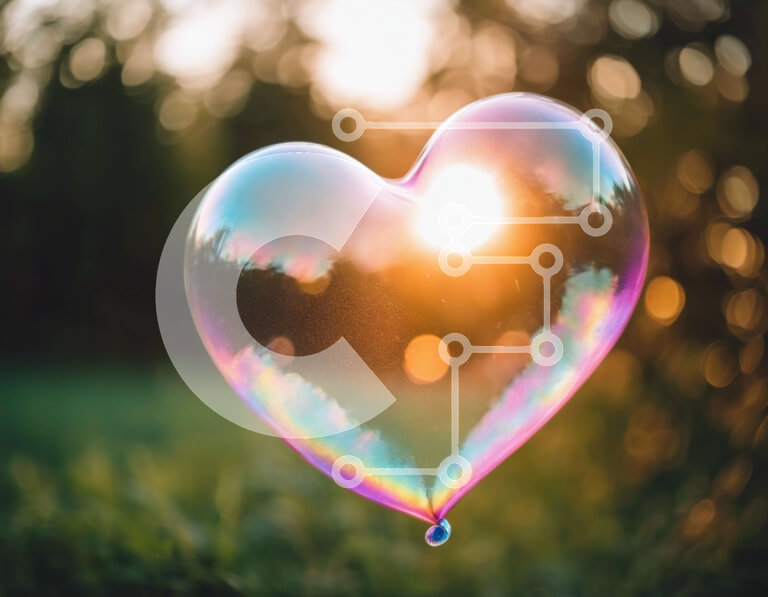 Intra Συλλεκτικό Ξύλινο Παζλ Plywood  4mm - Σαπουνόφουσκα σε σχήμα καρδιάς που επιπλέει στον αέρα με αντανάκλαση του ηλιακού φωτός Σε Ξύλινο Κουτί - Διαστάσεις Puzzle: 10x10 cm – 25 κομμάτια