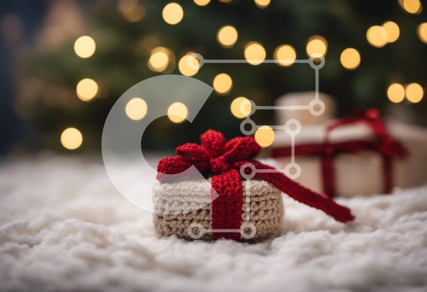 Intra Συλλεκτικό Ξύλινο Παζλ Plywood  4mm - Μικρό πλεκτό δώρο με κόκκινη κορδέλα σε χιονισμένο έδαφος Σε Ξύλινο Κουτί - Διαστάσεις: 10x10 cm – 25 κομμάτια