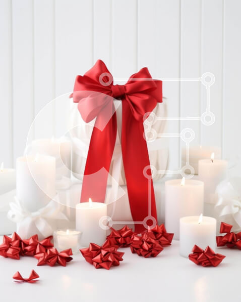 Intra Συλλεκτικό Ξύλινο Παζλ Plywood  4mm - Κουτί δώρου με κόκκινη κορδέλα και κεριά Σε Ξύλινο Κουτί - Διαστάσεις Puzzle: 10x10 cm – 25 κομμάτια