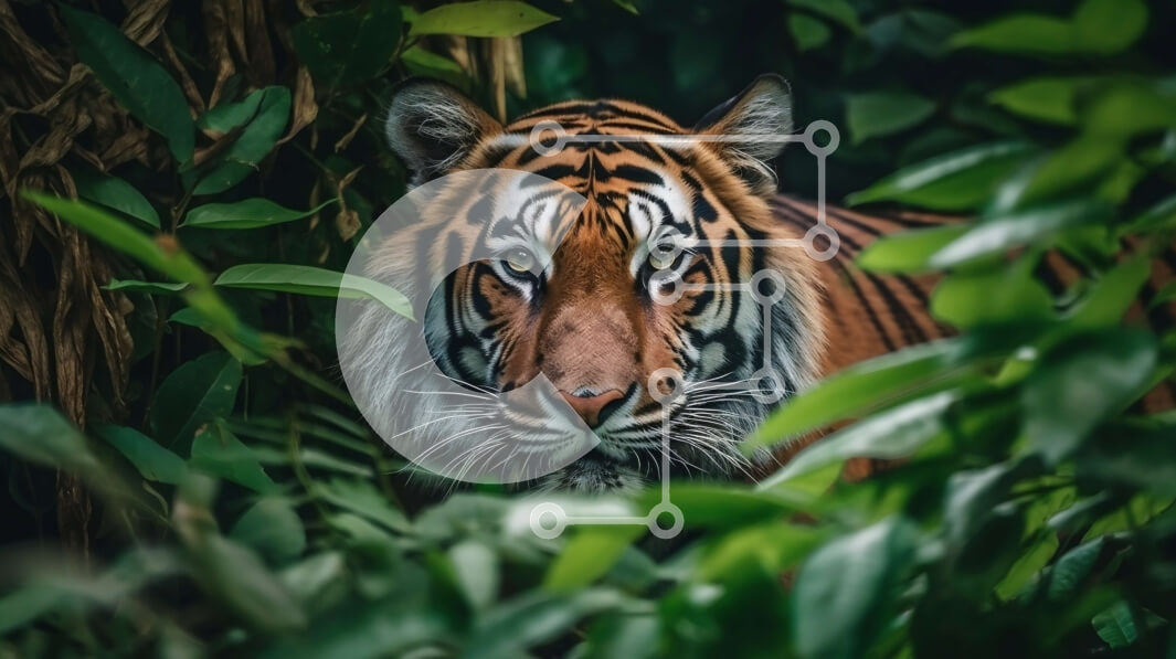 Intra Συλλεκτικό Ξύλινο Παζλ Plywood  4mm - Τίγρης στη ζούγκλα - Εκπληκτική φωτογραφία άγριας ζωής Σε Ξύλινο Κουτί - Διαστάσεις: 10x10 cm – 25 κομμάτια