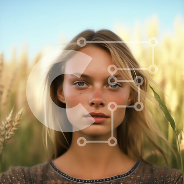 Intra Συλλεκτικό Ξύλινο Παζλ Plywood  4mm - Όμορφο πορτρέτο μιας γυναίκας σε ένα χωράφι με ψηλό γρασίδι Σε Ξύλινο Κουτί - Διαστάσεις Puzzle: 10x10 cm – 25 κομμάτια