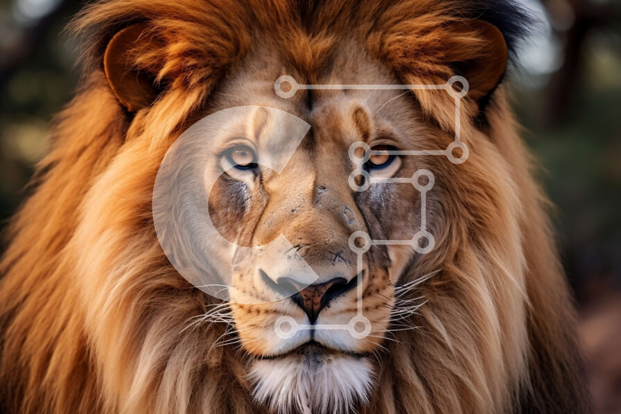 Σετ των 2 Intra Συλλεκτικό Ξύλινο Παζλ Plywood  4mm - Εκπληκτική κοντινή εικόνα του προσώπου ενός λιονταριού με μια μεγαλοπρεπή χαίτη Σε Ξύλινο Κουτί - Διαστάσεις: 10x10 cm – 25 κομμάτια