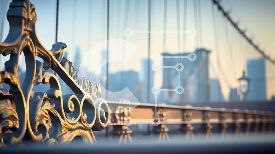 Intra Συλλεκτικό Ξύλινο Παζλ Plywood  4mm - Περίτεχνη γέφυρα με φόντο τον ορίζοντα της πόλης Σε Ξύλινο Κουτί - Διαστάσεις Puzzle: 10x10 cm – 25 κομμάτια